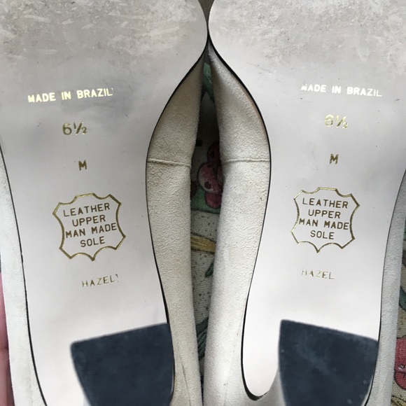 Cream colored suede pumps leather upper - Picture 9 of 11